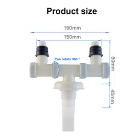 Washing Machine Drain Double Connection, Washing Machine Drain Adapter, with Double Drain Fitting, Connection for Washing Machine, Dryer or Dishwasher with 2 Hose Clamps, White