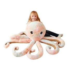 IKASA Giant Octopus Stuffed Animal Jumbo Plush Toy,30" Soft Toy Large Cute Huge Jumbo Kawaii Fluffy Big Size Fat Oversized Plushie,Gifts for Kids