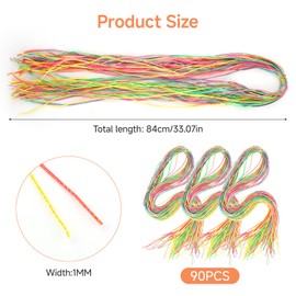 Pack of 90 Hair Strands for Braiding, Braiding Aid Hair, Hair Braids, Colourful Hair Wrap Cord, Various Gradient Colours, Hair Rope Band