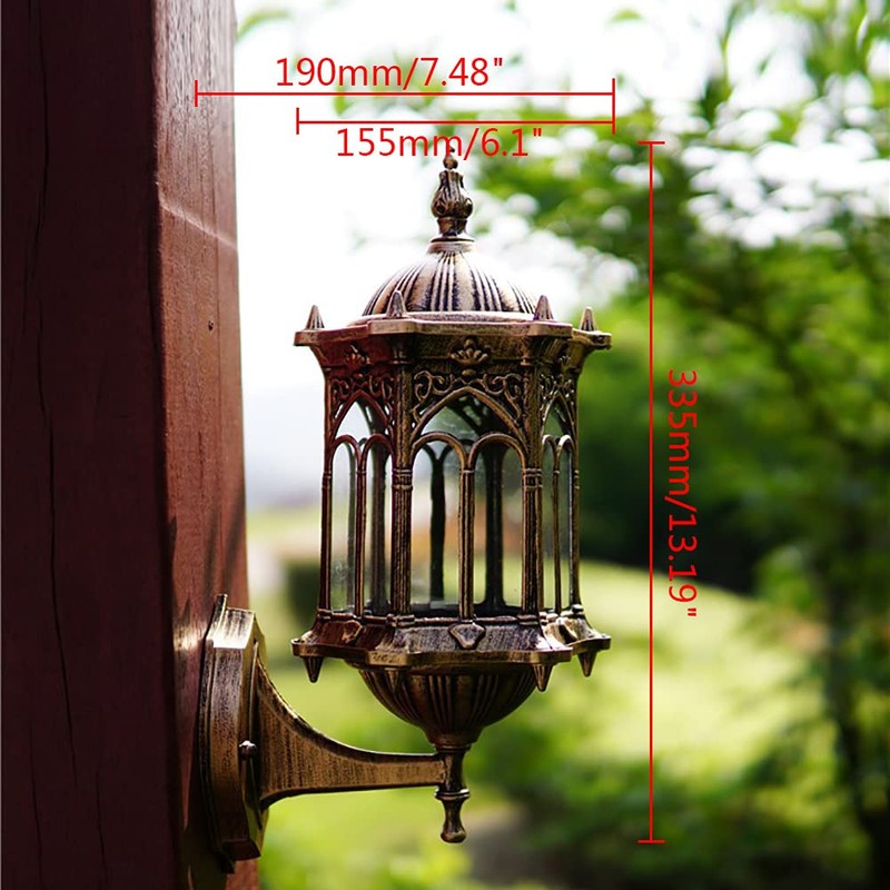 YIYIBYUS Outdoor Wall Lantern, Aluminum Glass Lantern Wall Sconce Light