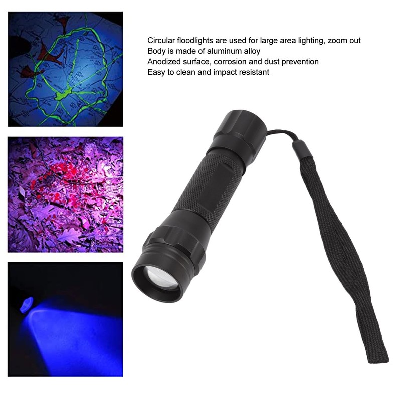 LED Blue LED Flashlight Zoomable Aluminium Alloy Blood Tracker Hunting