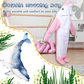 Dolphin Blanket Hoodie, Cuddly Blanket with Sleeves, Fluffy Blanket, Dolphin Blankets, Hoodie, Dolphin Jumpsuit Onesie, Dolphin Portable Blanket for Adults and Children, Gifts (Grey, XL)