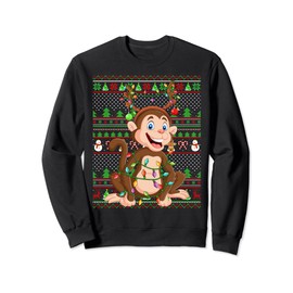 Monkey Lover Family Matching Ugly Monkey Christmas Sweatshirt