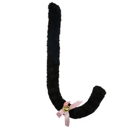 Ztl 27.5" Long Flexible Plush Cat Tail with Bowknot Bell Party Cosplay