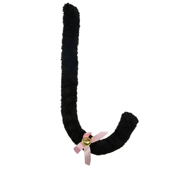 Ztl 27.5" Long Flexible Plush Cat Tail with Bowknot Bell