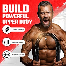 Marfs Premium Power Twister Bar Heavy Duty 40-110lb Resistance Arm Exercise Equipment Chest Shoulder Biceps and Arm Muscle Strengthener Home Gym Upper Body Workout Bar (Included 45-50lb Resistance Stretch Band)