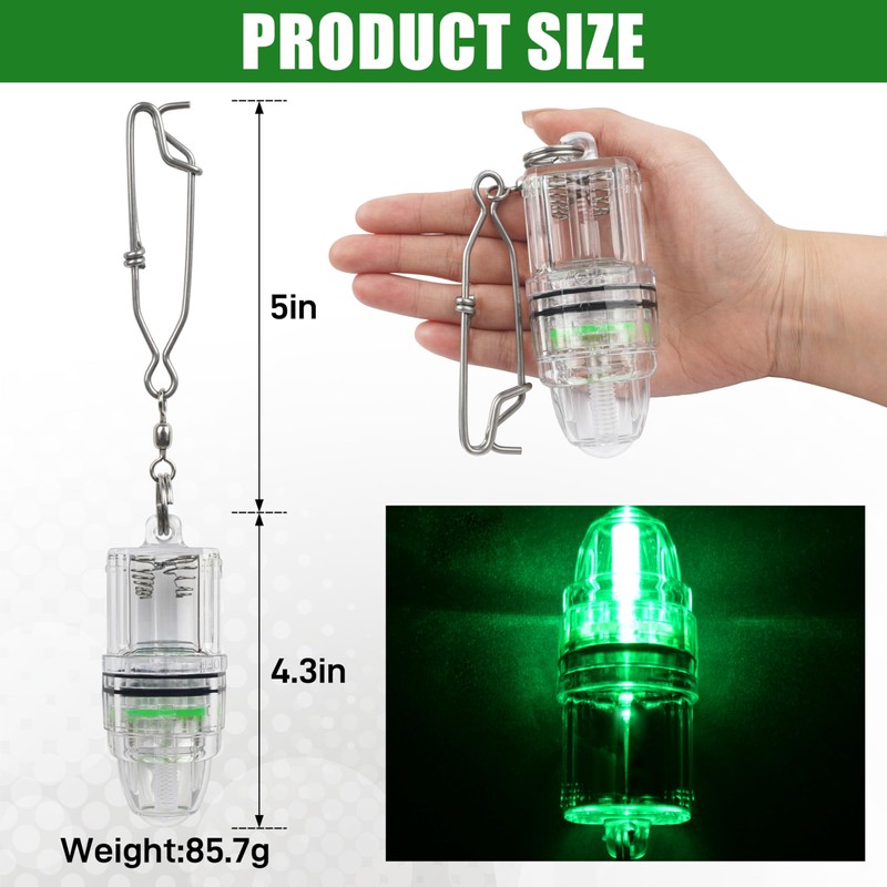 Fishing Light Underwater, 4.3" Deep Drop Lights Battery Powered LED