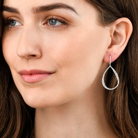 Diamond Treats 925 Sterling Silver Drop Earrings for Women and Teenagers with Cubic Zirconia Stones, Long Drop Earrings for Women Made of 925 Sterling Silver with Gift Box, Sterling Silver, Cubic