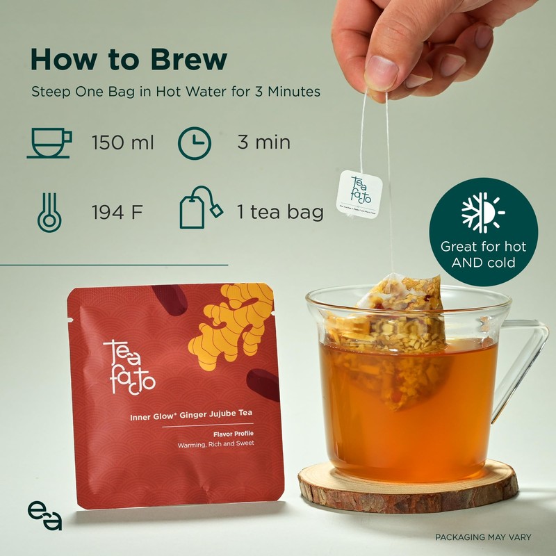 Tea Facto Inner Glow* Jujube Ginger Tea Bags with Dried