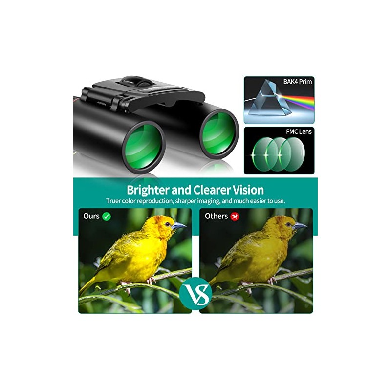 POLDR 12X25 Small Binoculars with Clear Vision, Pocket Binoculars Compact