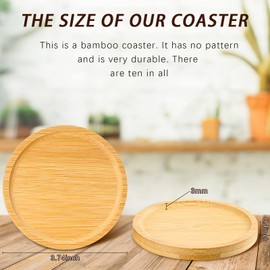Patelai 10 Pcs Round Bamboo Coasters for Planters Small Plant Saucer Bamboo Planter Drink Saucer Trays DIY Resin Coasters Gifts Tabletop Planters Protection Home Office Decoration (3.74 Inch)