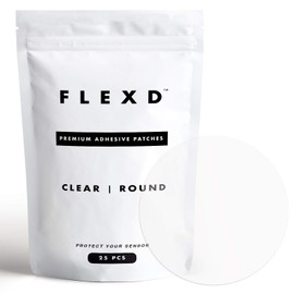 Flexd - Libre 3 Sensor Covers Waterproof, Freestyle Adhesive Patches (Pack of 25) - Round, Transparent