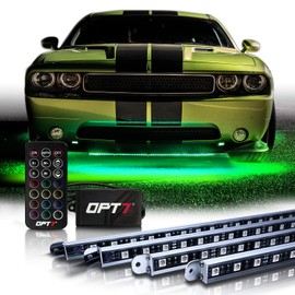 OPT7 Aura Aluminum Car Underglow Lights with Remote Control, Exterior Neon Accent Under Glow Kit for Cars, Waterproof Rigid Light Bars, 12V RGB Multicolor LED Strip, Easter Decorations