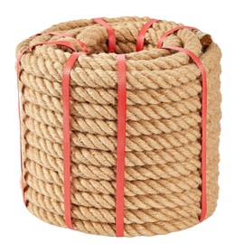 Kweetle Jute Rope 1/2 Inch x 50 FT, 13mm Hemp Rope Thick Rope Tug of War Rope, Twisted Heavy Duty Jute Rope, Nautical Rope Manila Rope for Home Decor Crafts Swing Rope Railing Climbing Decorating