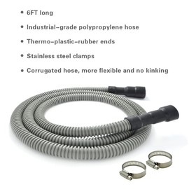 Universal Dishwasher Drain Hose - 6 Ft Discharge Hose - Corrugated and Flexible Dishwasher Hose Drain Replacement with Clamp