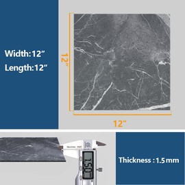 VEELIKE 24 Pack Grey Marble Floor Tiles Peel and Stick Waterproof Vinyl Flooring 12''x12'' Self Adhesive Removable Stick On Grey Vinyl Floor Tiles Stickers for Bathroom Kitchen Bedroom Basement