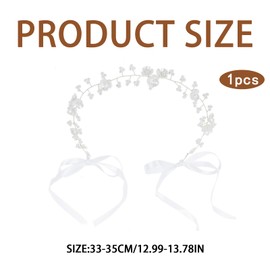 Nzexlyva Flower Girl Hair Accessories, White Pearl Flower Headband for Holy Communion, Flower Crown Headpiece Bride Bridesmaid Hair Accessories for Women, Girls