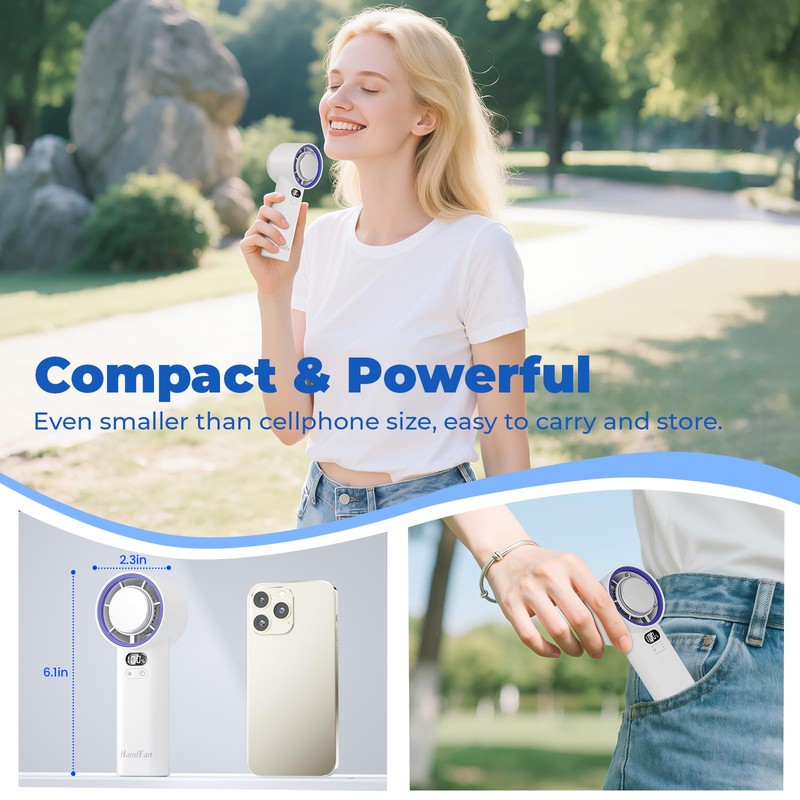 HandFan 5200mAh Portable Handheld Turbo Fan, 13000RPM Powerful Cooling Ice
