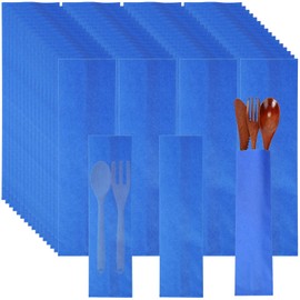 Geelin 500 Pcs Paper Silverware Bags 10" x 2-3/4" Churro Bags Kraft Utensils Sleeves for Restaurant Kitchen Bakery Rods Cookies Chopsticks Holder Christmas Wedding Party Tableware (Blue)
