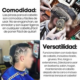Paquete 6 Pinzas Cabello Hair Gripper Accesorios Barbería Pegatina Velcro Corte Cabello Barber Anti Deslizante Sin Daños Peineta Hair.