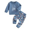 Geagodelia Baby Boy Girl Easter Outfits Long Sleeve Sweatshirt Carrot Print Trouser Spring Summer Bunny Rabbit Clothes Tracksuit (Blue, 12-18 Months)