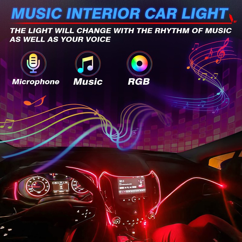 MICTUNING Car LED Interior Strip Light, 6 in 1 RGB