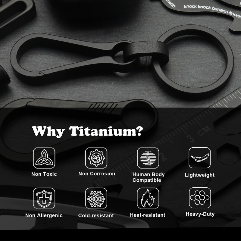 KCFEV Titanium Carabiner Keyring Clip, Minimalist Key Ring, Key Clip,