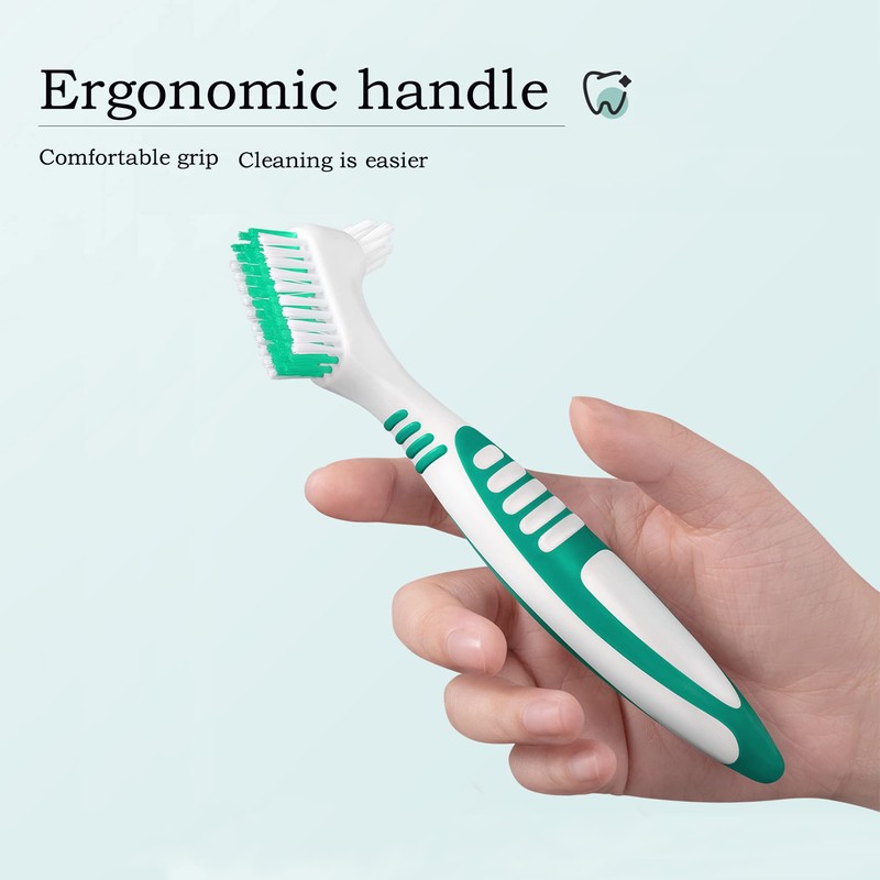 Octuitey Denture Brush 4Pcs Denture Toothbrushes，Denture Cleaning Care Cleaning Brush