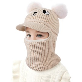 TAGVO Kinder Wintermütze Jungen Mädchen 1-6 Jahre, Multifunktionale Winddichte Warm Sturmhaube Fleece Skimaske, Schlupfmütze Wollmütze Strickmütze mit Halswärmer