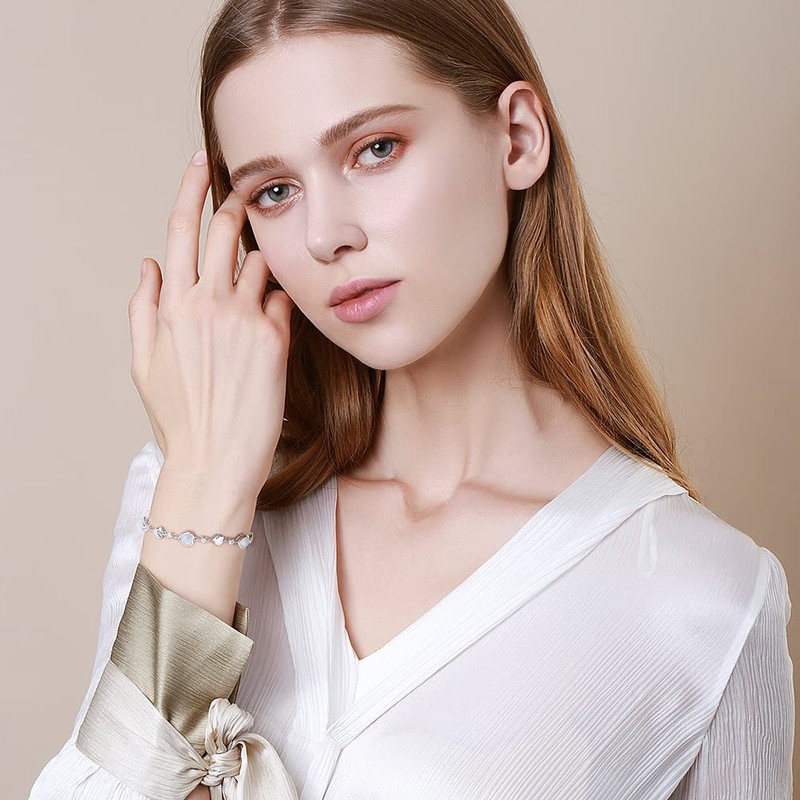 Carleen June Birthstone Bracelet Sterling Silver Moonstone Bracelet for Women