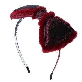 Elegant Holiday Sparkly Fur Lined Bow Headband For Girls and Teens-Wine