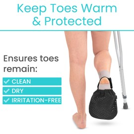 Vive Cast Sock Cover for Foot - Soft Toe Protector for Walking - Broken Leg Accessories for Women, Men, Adults - Non Slip Bottom, Adjustable, Water Resistant Outer Material, Machine Washable