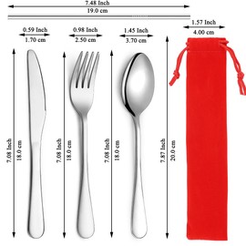 Kyraton Portable Flatware, Reusable Camping Flatware, Bento Box Flatware, Silverware For School/Work/Office/Outdoor, Dishwasher Safe, Set of 4 Pieces