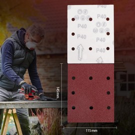 Sruhrak 50 Pieces Sandpaper, 115x145mm Sanding Sheets Stick and Peel Sanding Pads 40/60/80/120/240 Grits Set Sander Paper for Electric Sander Polishing, Rust Removal