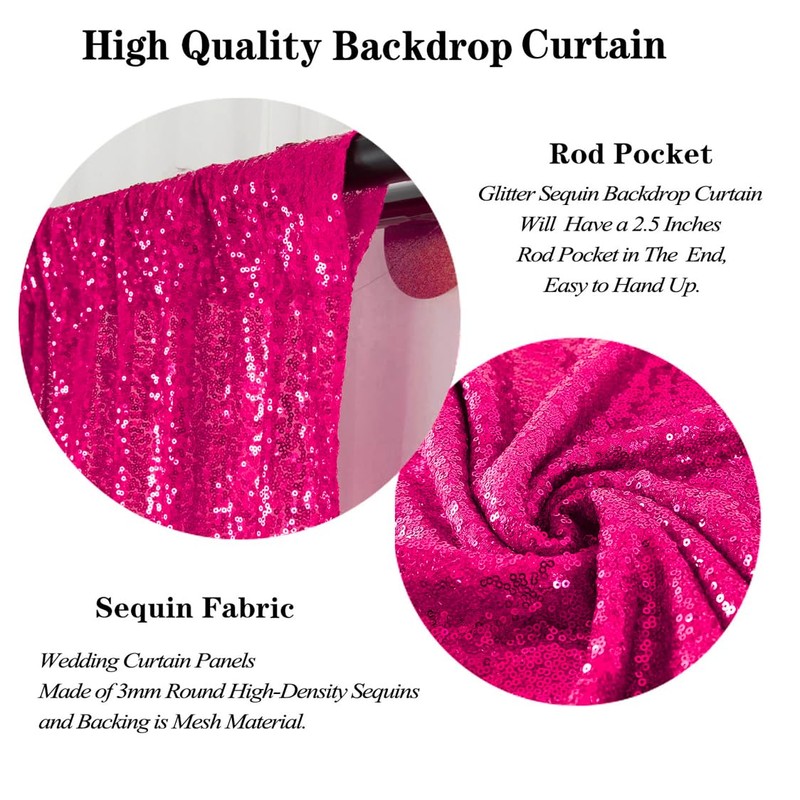 Sequin Backdrop Curtain Hot Pink Photo Backdrop 4FTx7FT Sequin Backdrop