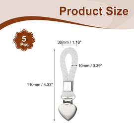 PATIKIL 5 Pcs Hanging Tea Towel Clips, 1.2" Width Braided Cotton Loop Towel Clip with Silver Metal Clamp for Kitchen Bathroom RVs Camping Hanging Organize Tool, White