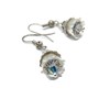 Floral Dangle Earrings in White with silver and crystal accents