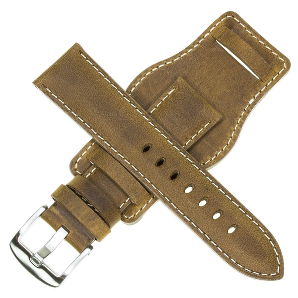 16mm German Military Aviator Watch Strap Swiss Army Brown Leather