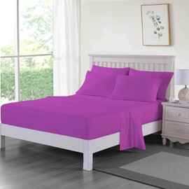 Dazzle Collection ®️100% Egyptian Cotton Sheet 200 Thread Count Bed Fitted Sheet Hotel Quality Bedding Set Soft & Crisp Cotton Caravan Campervan (Super King (Fitted Sheet), Fuchsia)