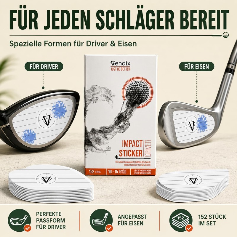 Vendix 152 x Golf Impact Stickers, Weatherproof Impact Tape for