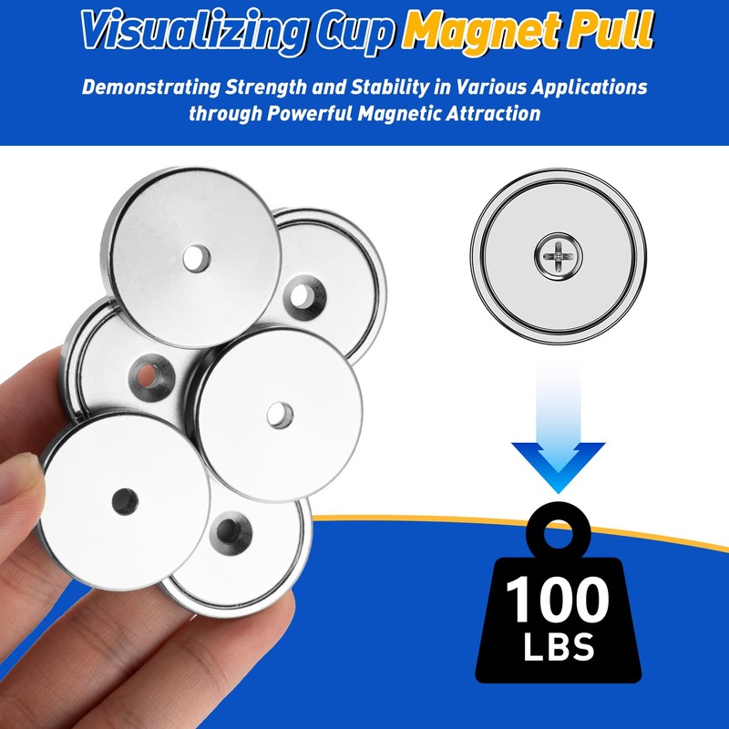 Grtard 8 Pack Neodymium Cup Magnets, 110LBS Holding Force Strong
