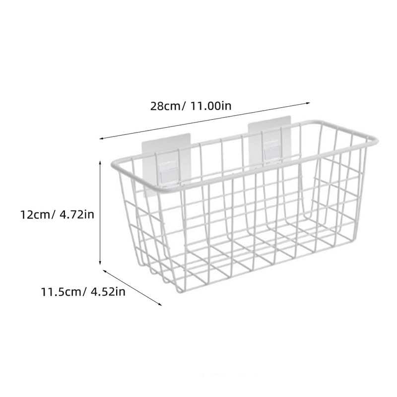 Creative Wall Mounted Storage Basket with Sticky Hooks, Iron Hanging