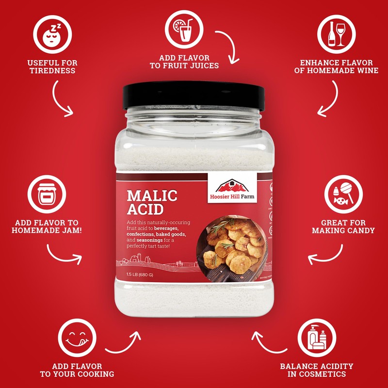 Hoosier Hill Farm Food Grade Malic Acid, 1.5LB (Pack of