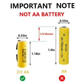 Odstore AA Ni-Cd 1.2V 2/3AA 600mAh Rechargeable Battery - 6pcs yellow