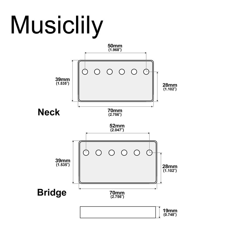 Musiclily Humbucker Pickup Cover Set for Electric Guitar, Black(Set of