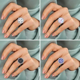 JewelryWe Men Women Finger Watch: Gold Silver Plated Big Arabic Numerals Easy Read Quartz Ring Watches for Valentines Day Mothers Day