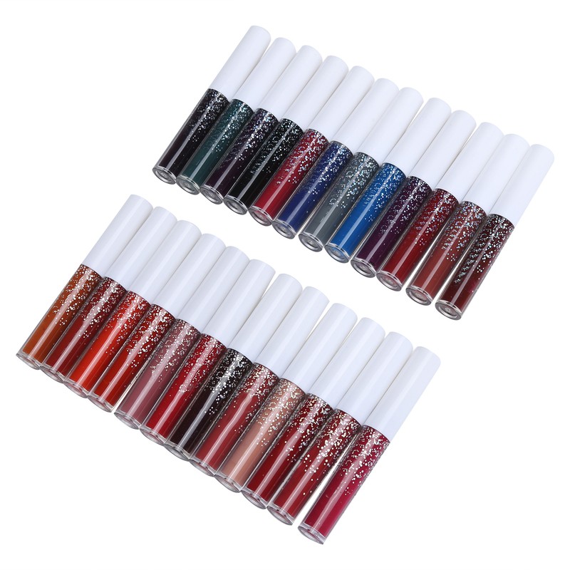 24pcs LANGMANNI Matte Lip Glaze Set Waterproof NonStick Cup Lip