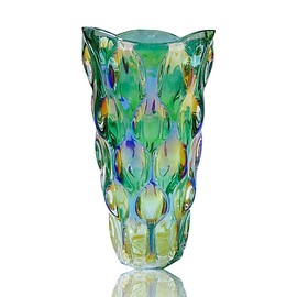 Eastern Rock Unbreakable Flower Glass Vase 3.5lb 9.5inch Sparkle vase Bohemian Style, for Centerpieces,Kitchen,Office, Living Room,Wedding,Perfect Home Decor Glass Vase (Sparkle Green)