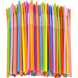 U Chef 100 Popotes de Plástico, Pajitas de Plástico Flexibles, Popotes de colores, Pajitas Reutilizables para Bebidas para Fiestas, 12.8 Pulgadas, Extra Largas, Decoraciones de Fiesta.