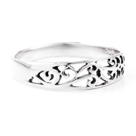 Anicia Slim Elves Ring 5 mm Ornamental Vintage Midi Ring Silver Ring 925 Sterling Silver, Sterling Silver, No Gemstone